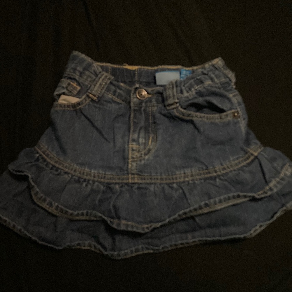 Blue jean skirt with under shorts sewn in